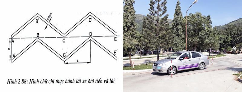 Mô phỏng hình chữ chi trong bài tập lái xe